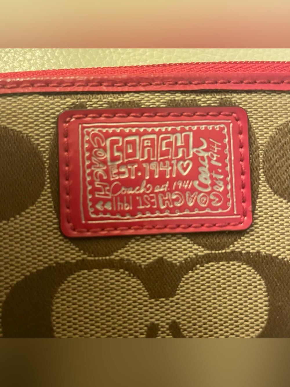 Coach Pink Tan Zip-Around Wallet - Picture 3 of 8